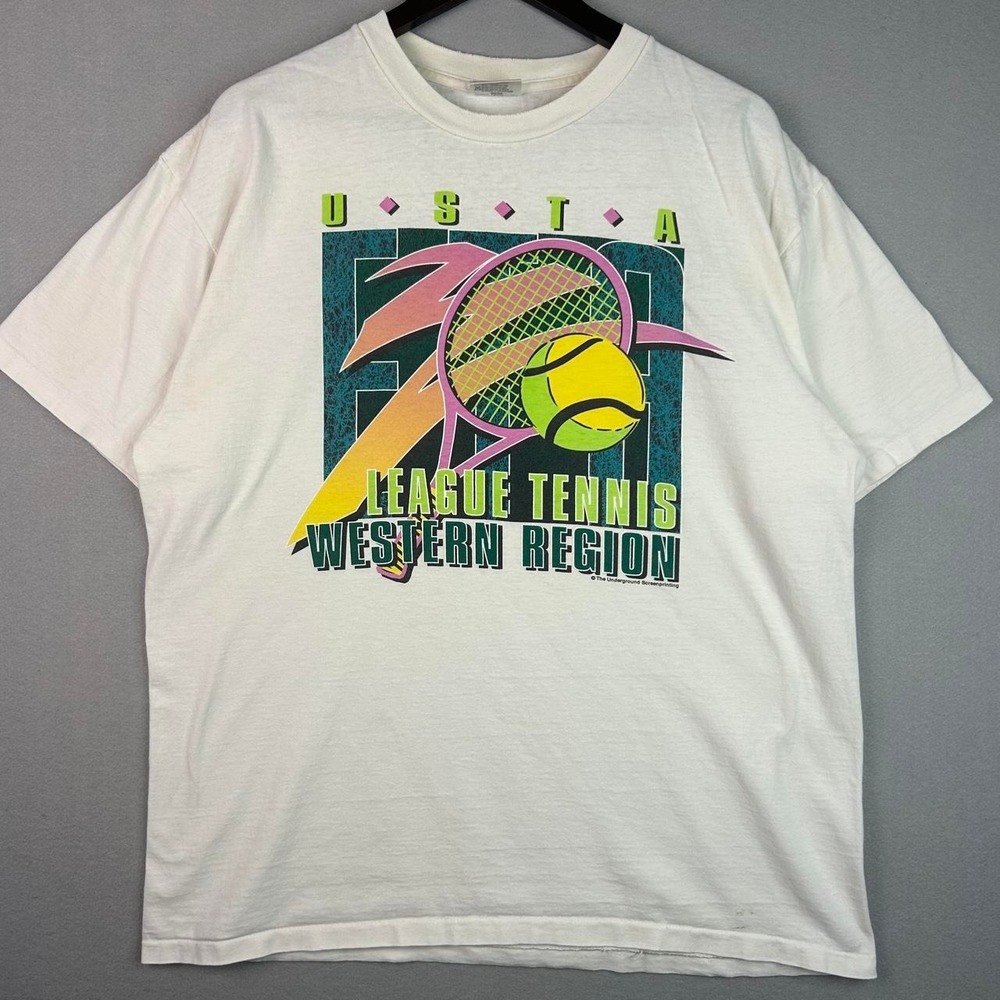 USTA League Tennis Western Region Vintage White Tee Shirt XL